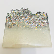 Load image into Gallery viewer, Wave-Shape Coaster Set Silver Sparkles - set of four