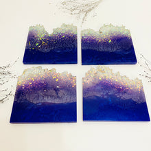 Load image into Gallery viewer, Wave-Shape Coaster Set in shades of Purple - set of four