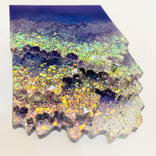 Load image into Gallery viewer, Wave-Shape Coaster Set in shades of Purple - set of four