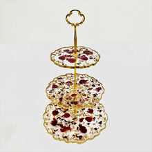 Load image into Gallery viewer, Three-Tiered Cake Stand - Red Rose Petals
