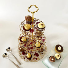 Load image into Gallery viewer, Three-Tiered Cake Stand - Red Rose Petals
