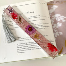 Load image into Gallery viewer, pink flower resin bookmark real flowers handmade handcrafted
