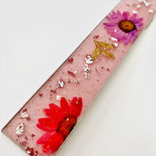 Load image into Gallery viewer, pink flower resin bookmark real flowers handmade handcrafted
