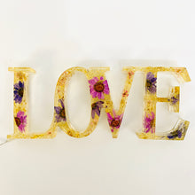 Load image into Gallery viewer, Light Up Word Sign &#39;LOVE&#39; - with Purple Daisies
