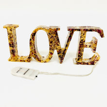 Load image into Gallery viewer, Light Up Word Sign &#39;LOVE&#39; - Real Rose Petals
